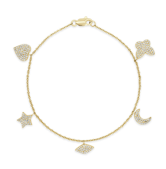 14k Gold & Diamond Charm Bracelet
