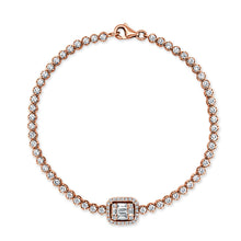 Load image into Gallery viewer, 14k Gold &amp; Baguette Diamond Tennis Bracelet