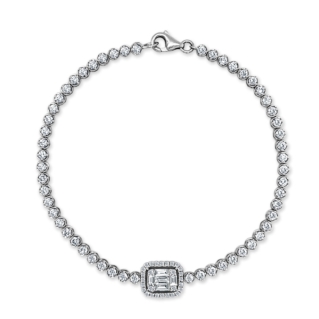 14k Gold & Baguette Diamond Tennis Bracelet