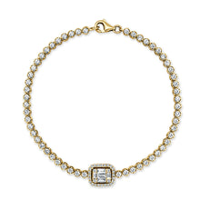 Load image into Gallery viewer, 14k Gold &amp; Baguette Diamond Tennis Bracelet