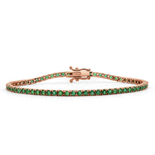 Load image into Gallery viewer, 14k Gold &amp; Green Emerald Tennis Bracelet