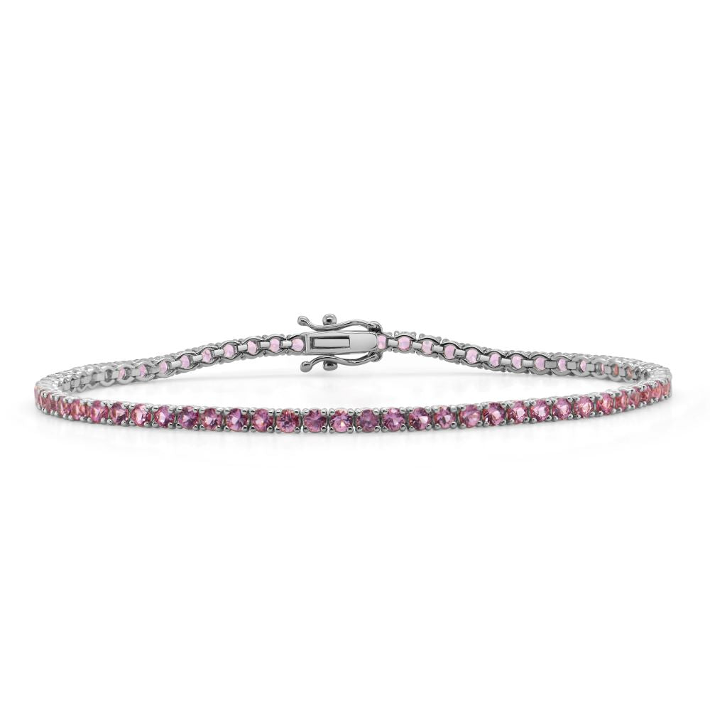 14k Gold & Pink Sapphire Tennis Bracelet - 4.21ct