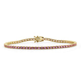 14k Gold & Pink Sapphire Tennis Bracelet - 4.21ct