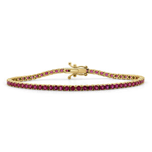 14k Gold & Red Ruby Tennis Bracelet