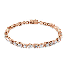 Load image into Gallery viewer, 14k Gold &amp; Fancy-Shape Diamond Tennis Bracelet