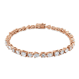 14k Gold & Fancy-Shape Diamond Tennis Bracelet