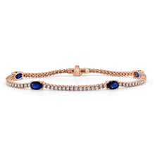 Load image into Gallery viewer, 14k Gold, Blue Sapphire &amp; Diamond Tennis Bracelet