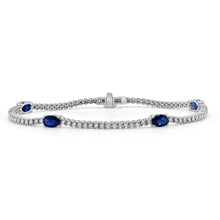 Load image into Gallery viewer, 14k Gold, Blue Sapphire &amp; Diamond Tennis Bracelet