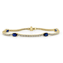 Load image into Gallery viewer, 14k Gold, Blue Sapphire &amp; Diamond Tennis Bracelet