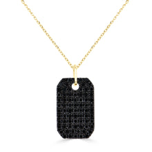 Load image into Gallery viewer, 14K Gold Black Diamond Pave Dog Tag Charm