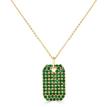 Load image into Gallery viewer, 14k Gold &amp; Green Emerald Dog Tag Necklace