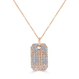 14k Gold & Diamond Pave Dog Tag Necklace - 1.52ct