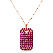 Load image into Gallery viewer, 14K Gold Ruby Pave Dog Tag Charm