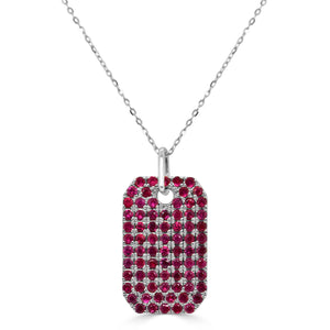 14K Gold Ruby Pave Dog Tag Charm