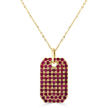 Load image into Gallery viewer, 14K Gold Ruby Pave Dog Tag Charm