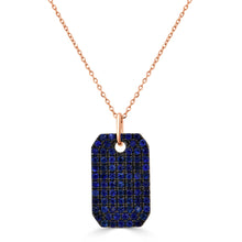 Load image into Gallery viewer, 14K Gold &amp; Blue Sapphire Pave Dog Tag Charm