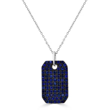 Load image into Gallery viewer, 14K Gold &amp; Blue Sapphire Pave Dog Tag Charm