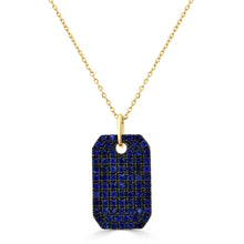 Load image into Gallery viewer, 14K Gold &amp; Blue Sapphire Pave Dog Tag Charm
