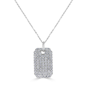 14k Gold & Diamond Pave Dog Tag Necklace