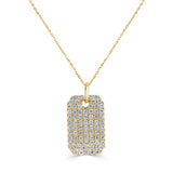 14k Gold & Diamond Pave Dog Tag Necklace - 1.52ct
