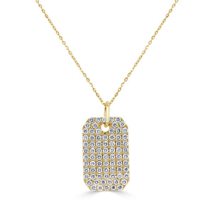 14k Gold & Diamond Pave Dog Tag Necklace
