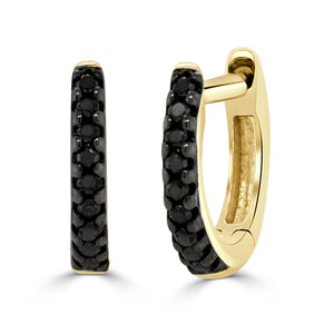 14K Gold & Black Diamond Huggie Earrings