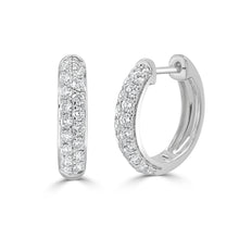 Load image into Gallery viewer, 14k Gold &amp; Diamond Double Row Hoop Earrings