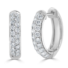 Load image into Gallery viewer, 14k Gold &amp; Diamond Double Row Hoop Earrings
