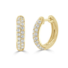Load image into Gallery viewer, 14k Gold &amp; Diamond Double Row Hoop Earrings
