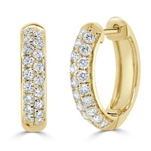Load image into Gallery viewer, 14k Gold &amp; Diamond Double Row Hoop Earrings