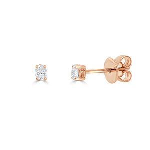 14k Gold & Oval Diamond Stud Earrings