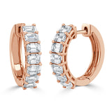 14K Gold & Emerald-Cut Diamond Huggie Earrings - 2.29ct