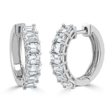 14K Gold & Emerald-Cut Diamond Huggie Earrings - 2.29ct