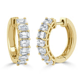 14K Gold & Emerald-Cut Diamond Huggie Earrings - 2.29ct