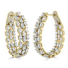 Load image into Gallery viewer, 14k Gold &amp; Fancy Shape Diamond Hoop Earrings