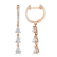 Load image into Gallery viewer, 14k Gold &amp; Pear-Shape Diamond Huggies
