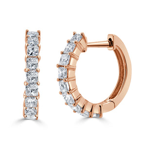 14k Gold & Princess-Cut Diamond Huggie Earrings