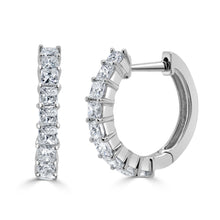 Load image into Gallery viewer, 14k Gold &amp; Princess-Cut Diamond Huggie Earrings