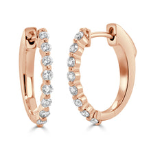 Load image into Gallery viewer, 14k Gold &amp; Diamond Oval Hoops