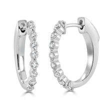 Load image into Gallery viewer, 14k Gold &amp; Diamond Oval Hoops