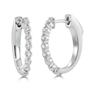 14k Gold & Diamond Oval Hoops