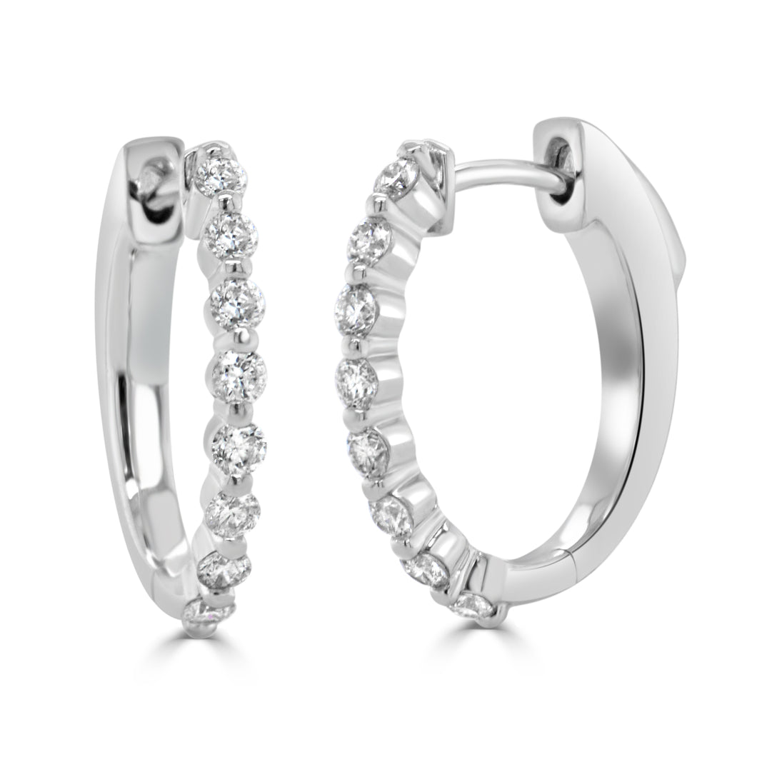 14k Gold & Diamond Oval Hoops