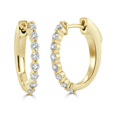 Load image into Gallery viewer, 14k Gold &amp; Diamond Oval Hoops