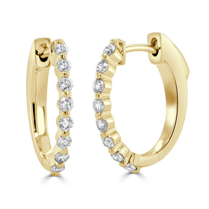 14k Gold & Diamond Oval Hoops