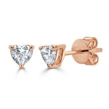 Load image into Gallery viewer, 14K Gold &amp; Heart-Shape Diamond Stud Earrings