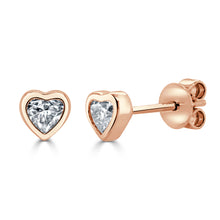 Load image into Gallery viewer, 14k Gold Bezel Heat Shape Diamond Studs