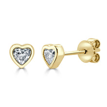 Load image into Gallery viewer, 14k Gold Bezel Heat Shape Diamond Studs