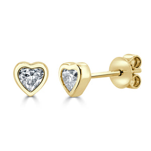 14k Gold Bezel Heat Shape Diamond Studs