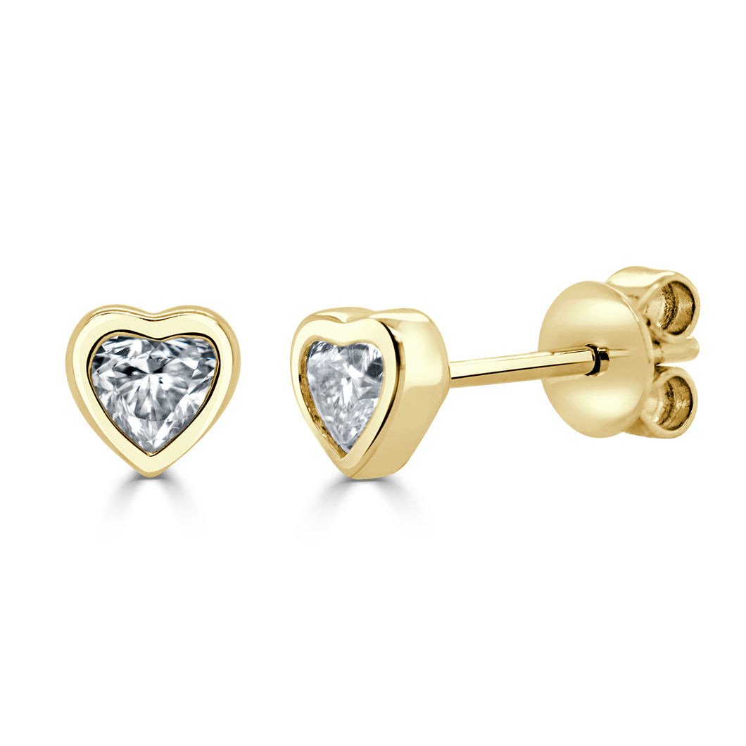 14k Gold Bezel Heat Shape Diamond Studs