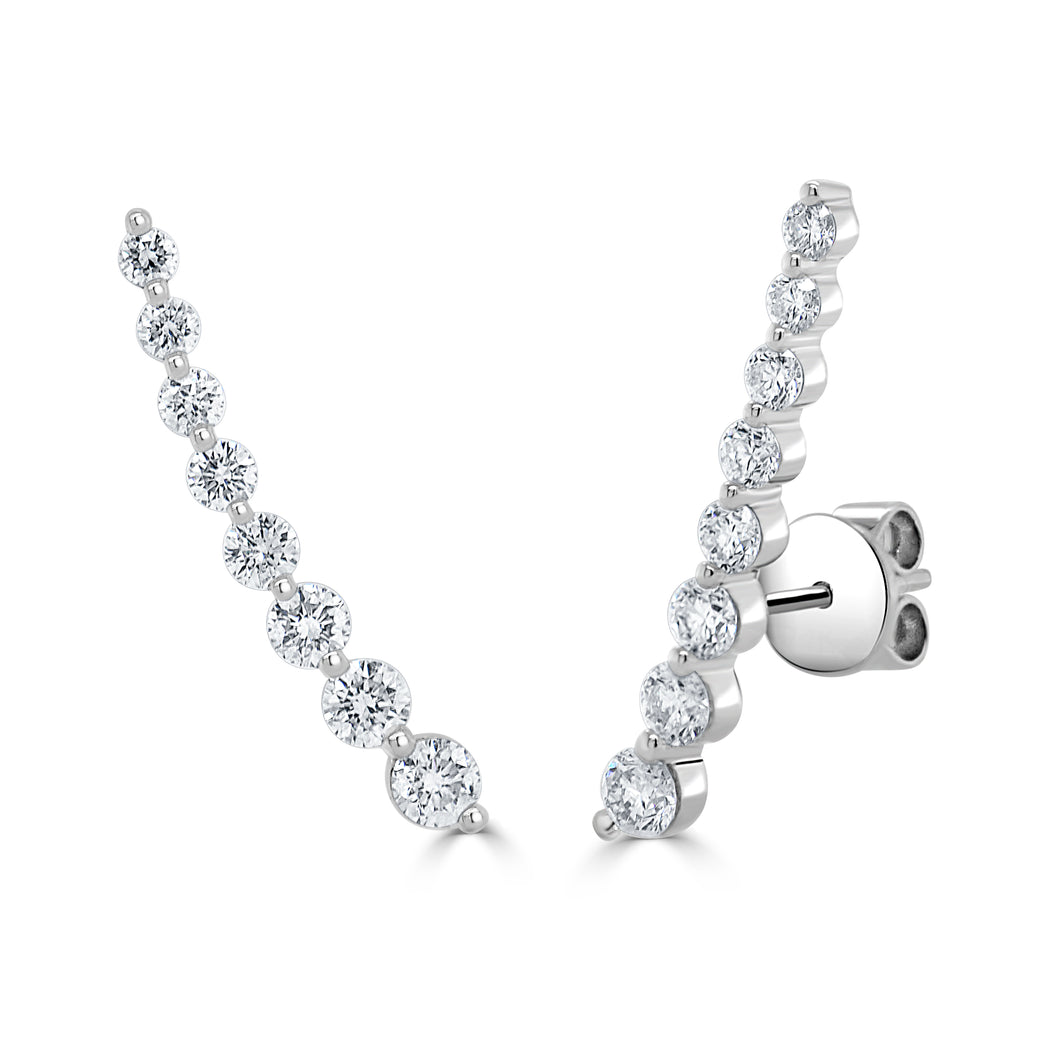 14K Gold & Diamond Ear Climber Earrings Sabrina Design